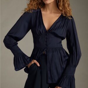 Anthropologie - Silk Black and floral blouse - new with tags